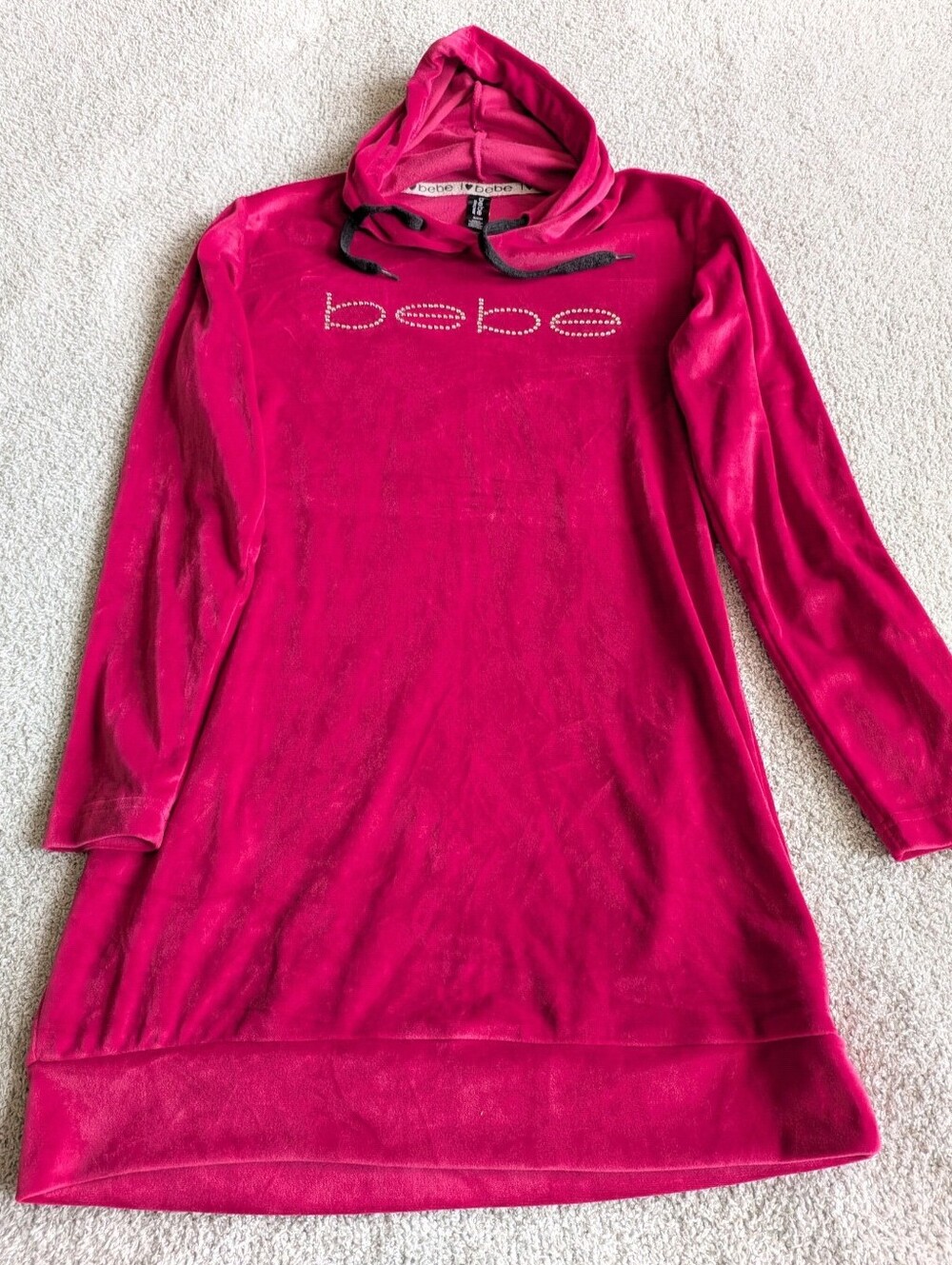 🌼B2G1🌼 bebe Pink Velour Hoodie Sweatshirt Mini Dress
